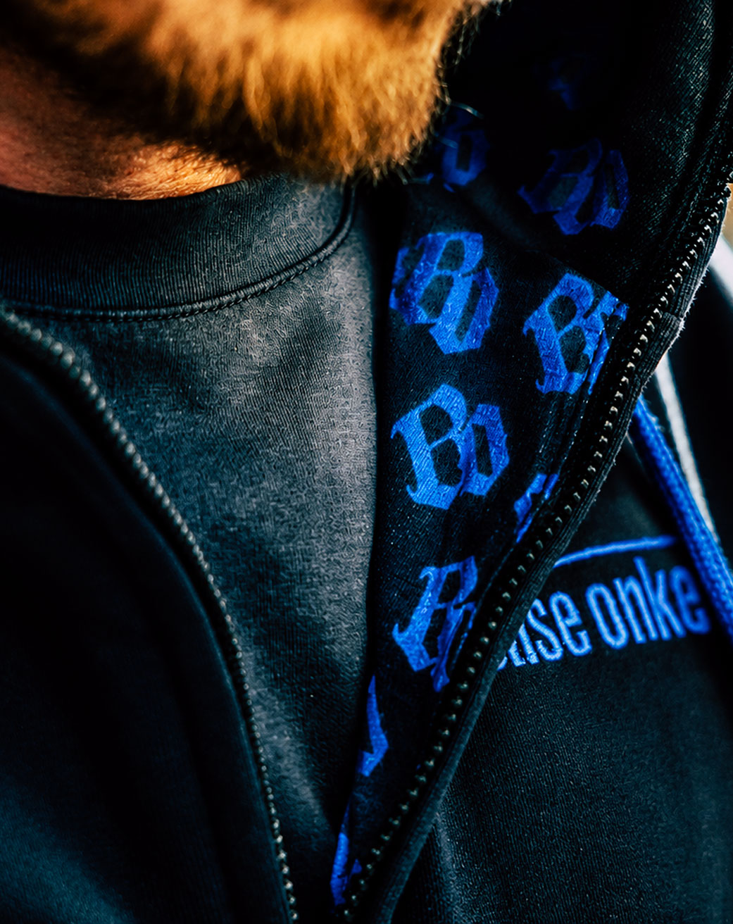 Zip Jacke Mitten unter Euch blau
