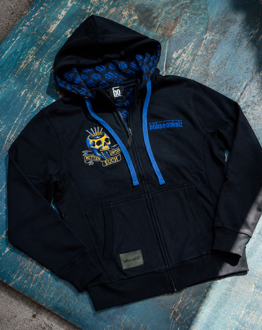 Zip Jacke Mitten unter Euch blau