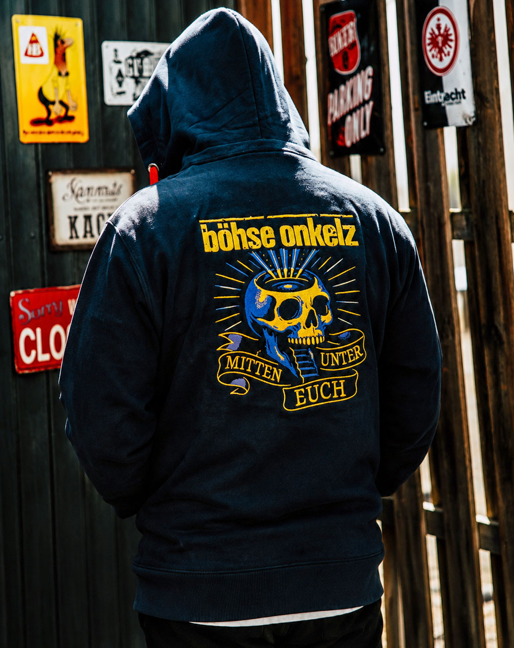 Zip Jacke Mitten unter Euch blau